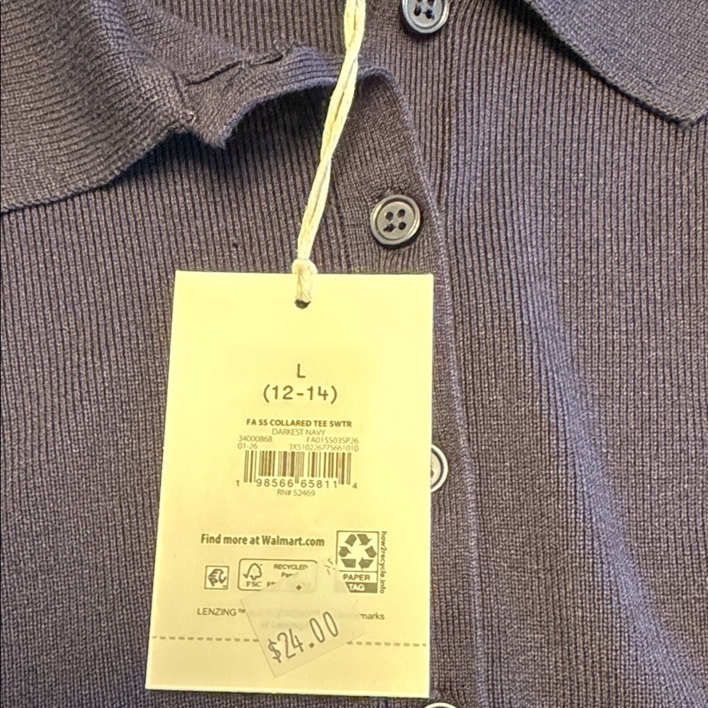 Free Assembly Navy Blue Button Down Polo Sweater - Picture 6 of 8